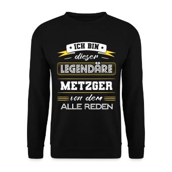 Ich Bin Dieser Legendäre Metzger Geschenk - Unisex Pullover - Schwarz - Vorne - Alina (178cm) & Michal (187cm)