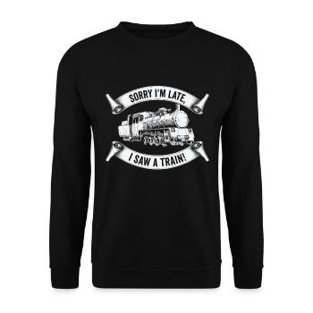 Train Locomotive Hobby Trainspotting Railfan - Unisex Sweatshirt - black - Front - Alina (178cm) & Michal (187cm)