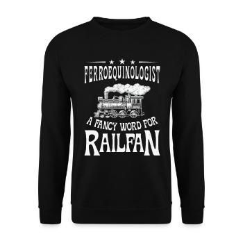 Ferroequinologist Train Railfan Locomotive Hobby - Unisex Sweatshirt - black - Front - Alina (178cm) & Michal (187cm)