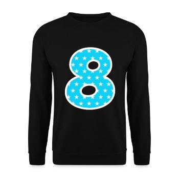 Zahl 8 - Unisex Pullover - Schwarz - Vorne - Alina (178cm) & Michal (187cm)