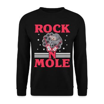 Rock N' Mole Animal Rocker Mole Lover M - Unisex Sweatshirt - black - Front - Alina (178cm) & Michal (187cm)