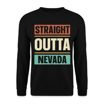 Straight Outta Nevada USA Bundesstaat Amerika Neva - Unisex Pullover - Schwarz - Vorne - Alina (178cm) & Michal (187cm)
