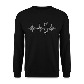 Basketball Herzschlag - Unisex Pullover - Schwarz - Vorne - Alina (178cm) & Michal (187cm)