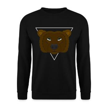 Grizzly Bärenmotiv Portrait mit Bär - Unisex Pullover - Schwarz - Vorne - Alina (178cm) & Michal (187cm)