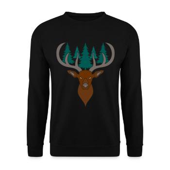 Bois de cerf rouge avec des bois de cerf - Sweat-shirt Unisexe - noir - Devant - Alina (178cm) & Michal (187cm)