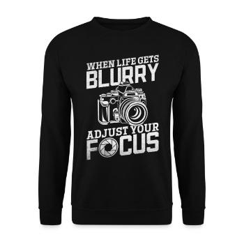 When life becomes blurry, fit your - Unisex Sweatshirt - black - Front - Alina (178cm) & Michal (187cm)
