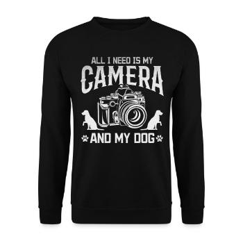 Fotografie Alles was ich brauche ist meine Kamera - Unisex Pullover - Schwarz - Vorne - Alina (178cm) & Michal (187cm)