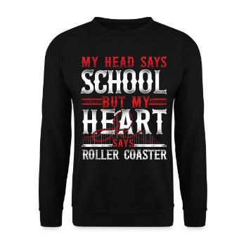 Roller Coaster Vintage My Head - Unisex Pullover - Schwarz - Vorne - Alina (178cm) & Michal (187cm)