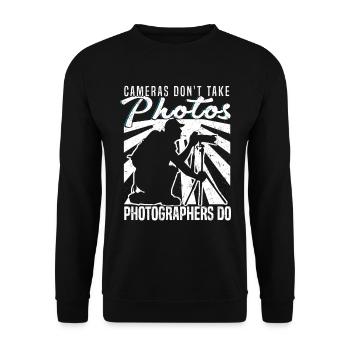 Cameras don't take photos Photographers - Unisex Sweatshirt - black - Front - Alina (178cm) & Michal (187cm)