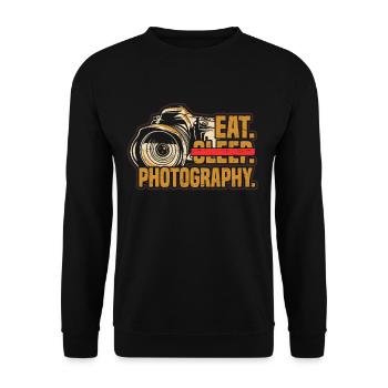 Fotograf Foto Kamera Foto Essen Schlafen - Unisex Pullover - Schwarz - Vorne - Alina (178cm) & Michal (187cm)