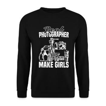 Fotografie-Liebhaber Echte Fotografen machen - Unisex Pullover - Schwarz - Vorne - Alina (178cm) & Michal (187cm)
