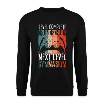 Level Complete Grundschule Einschulung Gymnasium - Unisex Pullover - Schwarz - Vorne - Alina (178cm) & Michal (187cm)
