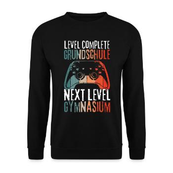 Level Complete Grundschule Einschulung Gymnasium - Unisex Pullover - Schwarz - Vorne - Alina (178cm) & Michal (187cm)