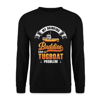 Tugboat Drinking Buddies Alcohol Tugboat Captain - Unisex Sweatshirt - black - Front - Alina (178cm) & Michal (187cm)