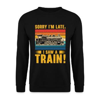 Train Locomotive Hobby Trainspotting Railfan - Unisex Sweatshirt - black - Front - Alina (178cm) & Michal (187cm)
