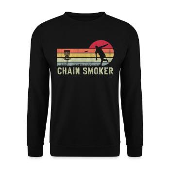 Retro Sunset Chain Smoker Disc Golf - Unisex Sweatshirt - black - Front - Alina (178cm) & Michal (187cm)