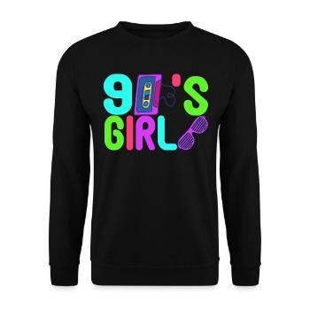 90er Party 90er Jahre - Unisex Pullover - Schwarz - Vorne - Alina (178cm) & Michal (187cm)