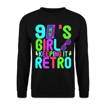 90er Party 90er Jahre - Unisex Pullover - Schwarz - Vorne - Alina (178cm) & Michal (187cm)