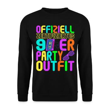90er Party 90er Jahre - Unisex Pullover - Schwarz - Vorne - Alina (178cm) & Michal (187cm)