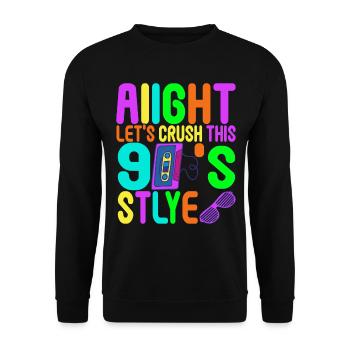 90er Party 90er Jahre - Unisex Pullover - Schwarz - Vorne - Alina (178cm) & Michal (187cm)