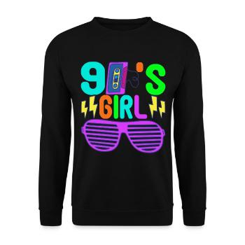 90er Party 90er Jahre - Unisex Pullover - Schwarz - Vorne - Alina (178cm) & Michal (187cm)