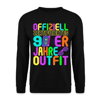 90er Party 90er Jahre - Unisex Pullover - Schwarz - Vorne - Alina (178cm) & Michal (187cm)