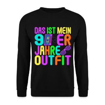 90er Party 90er Jahre - Unisex Pullover - Schwarz - Vorne - Alina (178cm) & Michal (187cm)