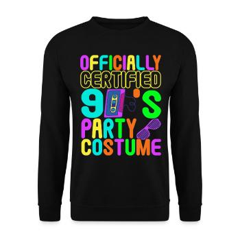 90er Party 90er Jahre - Unisex Pullover - Schwarz - Vorne - Alina (178cm) & Michal (187cm)