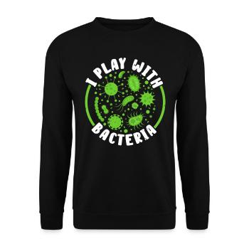 I play with bacteria biologist science Biol - Unisex Sweatshirt - black - Front - Alina (178cm) & Michal (187cm)