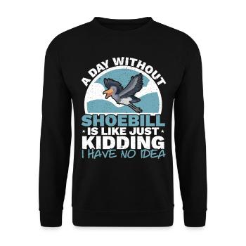 A day without a shoebill Bird Lover Whalehead - Unisex Sweatshirt - black - Front - Alina (178cm) & Michal (187cm)