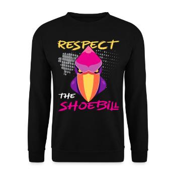 Respekt vor dem Schuhschnabel Storch Walfischkopf - Unisex Pullover - Schwarz - Vorne - Alina (178cm) & Michal (187cm)