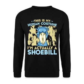 Ich bin eigentlich ein Schuhschnabel-Storch-Wal-Ko - Unisex Pullover - Schwarz - Vorne - Alina (178cm) & Michal (187cm)