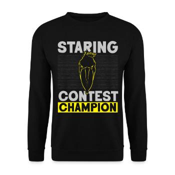 Staring Contest Champion Schuhschnabel Storch Walf - Unisex Pullover - Schwarz - Vorne - Alina (178cm) & Michal (187cm)