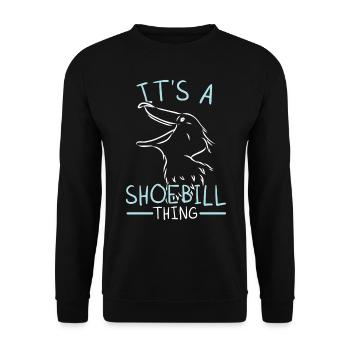 Schuhschnabel-Storch-Halsbandvogel-Liebhaber - Unisex Pullover - Schwarz - Vorne - Alina (178cm) & Michal (187cm)