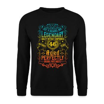 Vintage Légendaire - Vieilli parfaitement 46ème anniversaire - Sweat-shirt Unisexe - noir - Devant - Alina (178cm) & Michal (187cm)