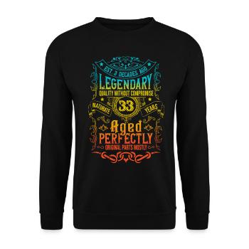 Vintage Legendary - Aged perfectly 33. Geburtstag - Unisex Pullover - Schwarz - Vorne - Alina (178cm) & Michal (187cm)