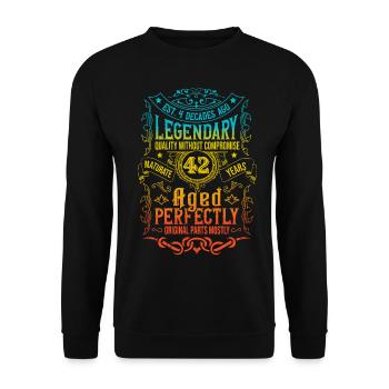 Vintage Légendaire - Vieilli parfaitement 42ème anniversaire - Sweat-shirt Unisexe - noir - Devant - Alina (178cm) & Michal (187cm)