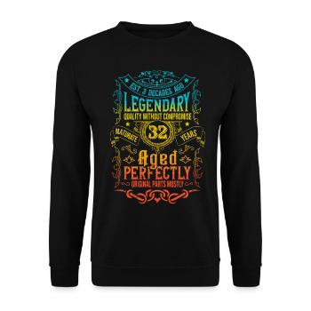 Vintage Légendaire - Vieilli parfaitement 32ème anniversaire - Sweat-shirt Unisexe - noir - Devant - Alina (178cm) & Michal (187cm)