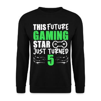 Joueur Gamer Gaming Drôle Dire 5ème Anniversaire - Sweat-shirt Unisexe - noir - Devant - Alina (178cm) & Michal (187cm)