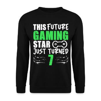 Joueur Gamer Gaming Drôle Dire 7ème Anniversaire - Sweat-shirt Unisexe - noir - Devant - Alina (178cm) & Michal (187cm)