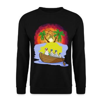Abenteuer Freizeit Expedition Karibik Oma Huhn - Unisex Pullover - Schwarz - Vorne - Alina (178cm) & Michal (187cm)