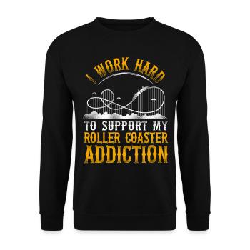 Roller Coaster Vintage I Work Hard - Unisex Sweatshirt - black - Front - Alina (178cm) & Michal (187cm)