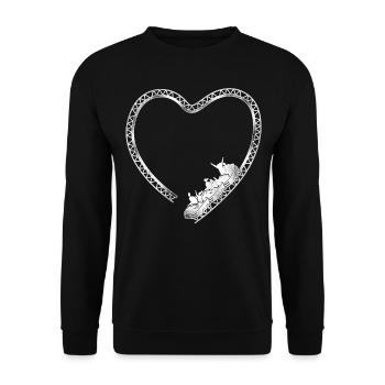 Roller Coaster Heart Vintage - Unisex Pullover - Schwarz - Vorne - Alina (178cm) & Michal (187cm)