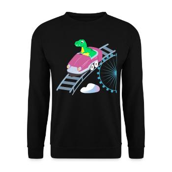 Roller Coaster T Rex Dinosaur - Unisex Sweatshirt - black - Front - Alina (178cm) & Michal (187cm)