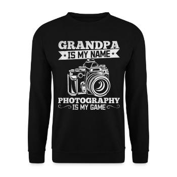 Photographe Grand-père est mon nom La photographie est mon nom - Sweat-shirt Unisexe - noir - Devant - Alina (178cm) & Michal (187cm)