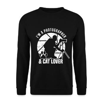 Fotografie Ich bin ein Fotograf & Katzenliebhaber - Unisex Pullover - Schwarz - Vorne - Alina (178cm) & Michal (187cm)
