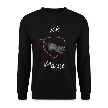 I love mice Mice lovers House mouse Breeding mice - Unisex Sweatshirt - black - Front - Alina (178cm) & Michal (187cm)