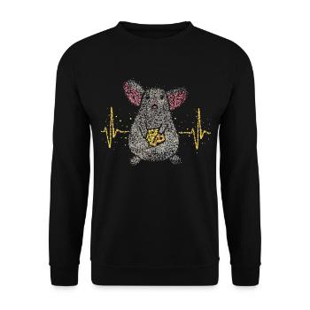 Mice lovers Cheese lovers Cheese lovers Rats - Unisex Sweatshirt - black - Front - Alina (178cm) & Michal (187cm)