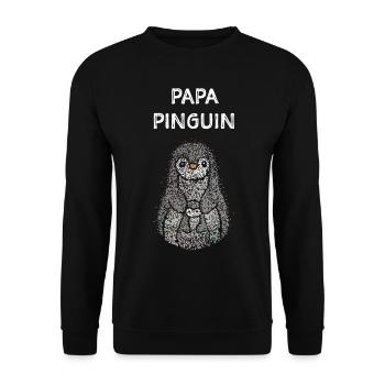 Papa Pinguin Pinguine Liebhaber Vatertag Vater - Unisex Pullover - Schwarz - Vorne - Alina (178cm) & Michal (187cm)