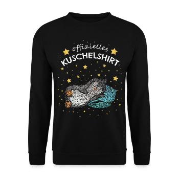Offizielles Kuschelshirt Pinguin Morgenmuffel - Unisex Pullover - Schwarz - Vorne - Alina (178cm) & Michal (187cm)